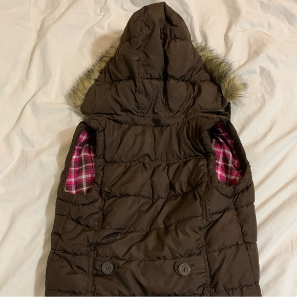 Vintage Aéropostale Bomber Vest with Faux Fur Hood - Picture 2 of 3